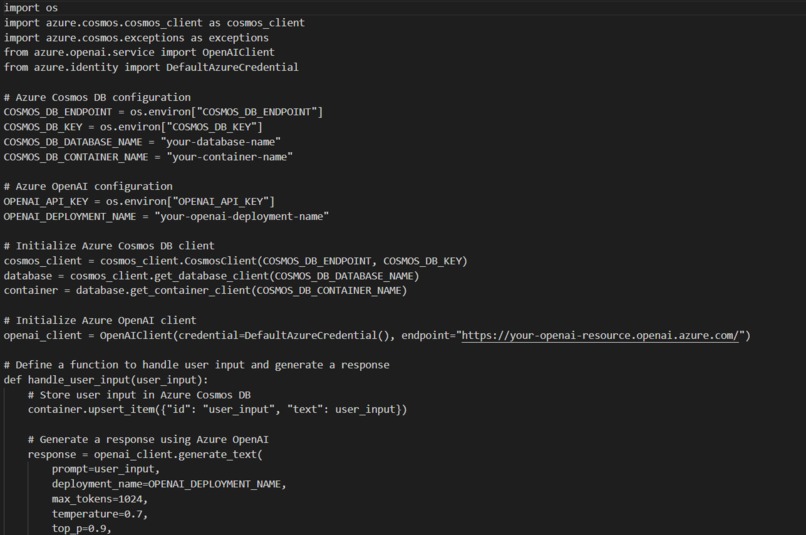 AI app with azure DB – screenshot 1