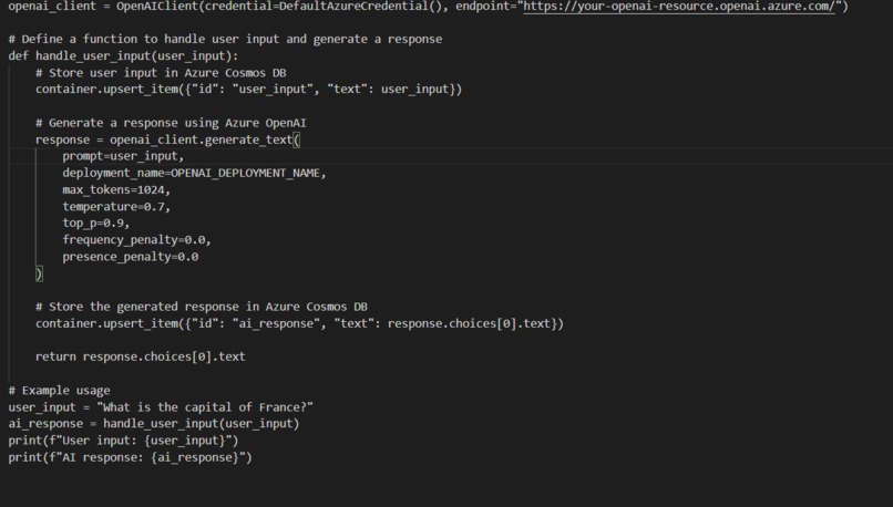 AI app with azure DB – screenshot 2
