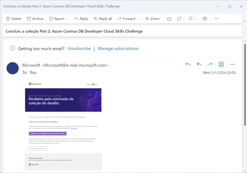 Azure Cosmos DB Developer Cloud Skills Challenge – screenshot 2