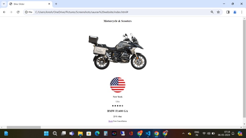 Responsive Bike Slider Website – screenshot 1