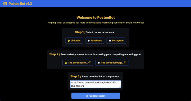 PosteeBot – screenshot 1