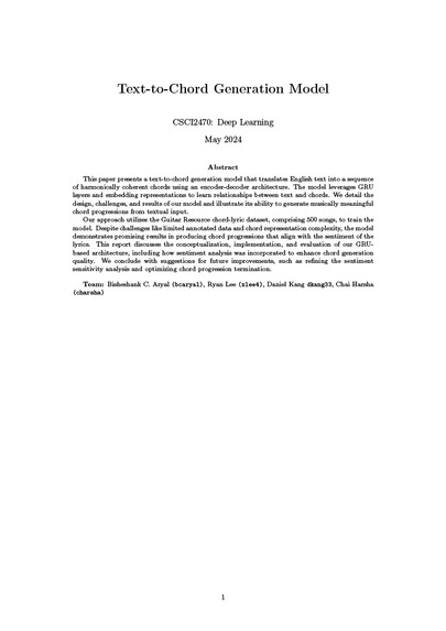 Generation of Chords from Song Lyrics – screenshot 2