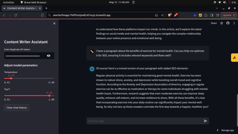 Content Writer Assistant – screenshot 1