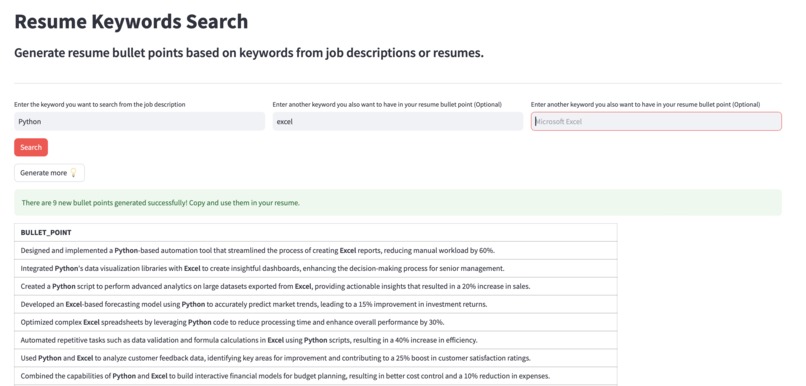 Resume Keywords – screenshot 1