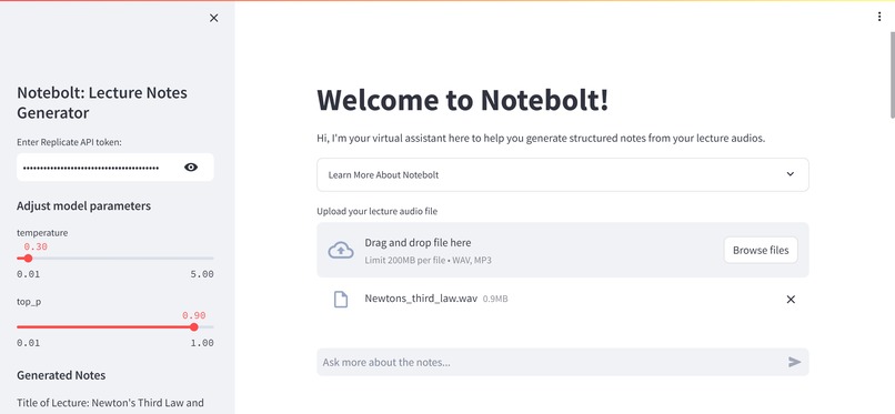 Notebolt: Your AI Co-Pilot for Effortless Lecture Notes – screenshot 1