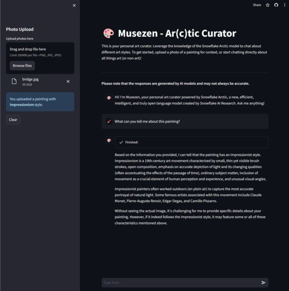 Musezen - AI Art Curator Powered by Snowflake Arctic – screenshot 1