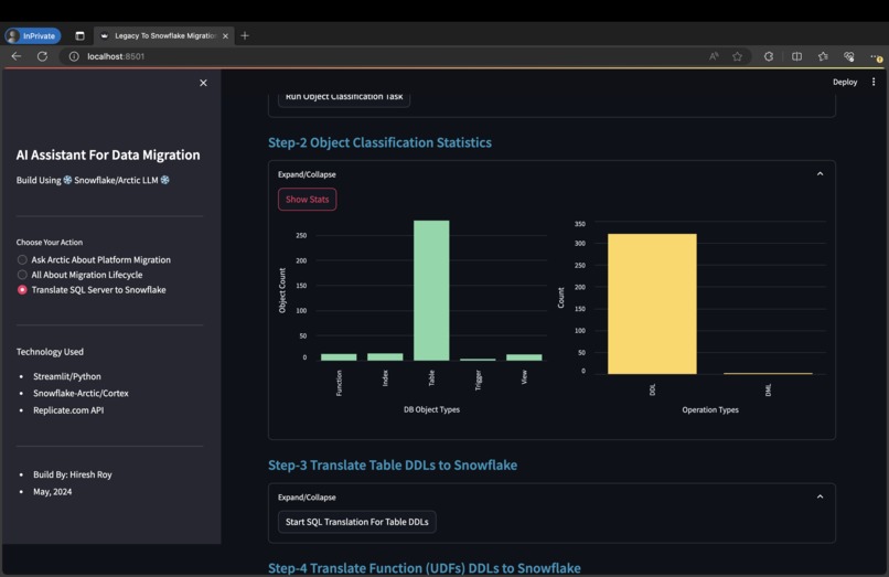Snowflake Arctic Powered Data Migration Assistant App – screenshot 5