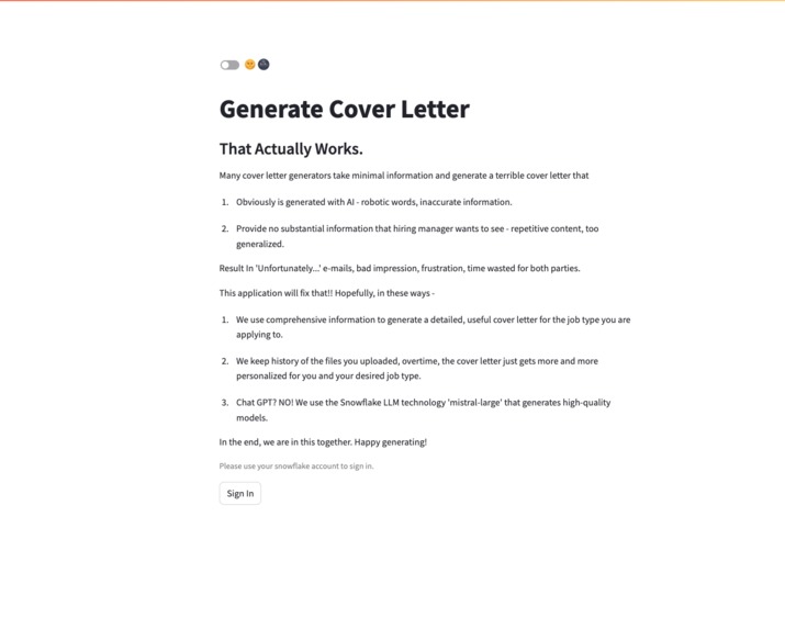 better-cover-letter-generator – screenshot 2