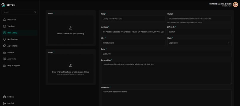 COiTON Real Estate Trading Platform  – screenshot 4
