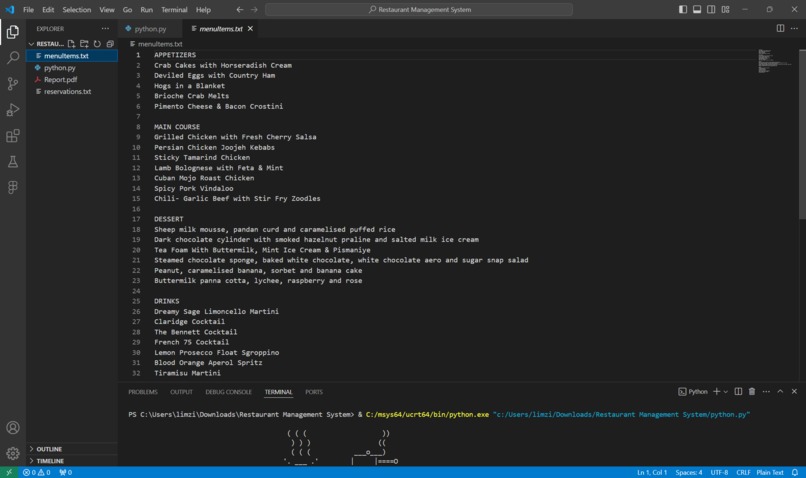 Restaurant Management System – screenshot 1