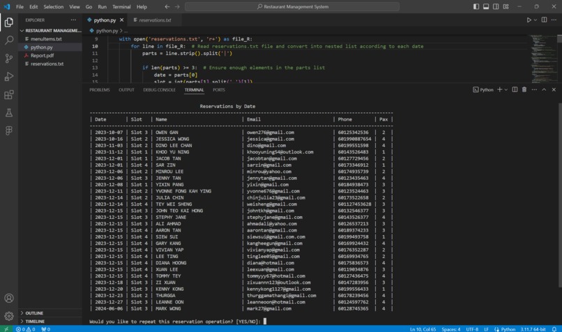 Restaurant Management System – screenshot 2
