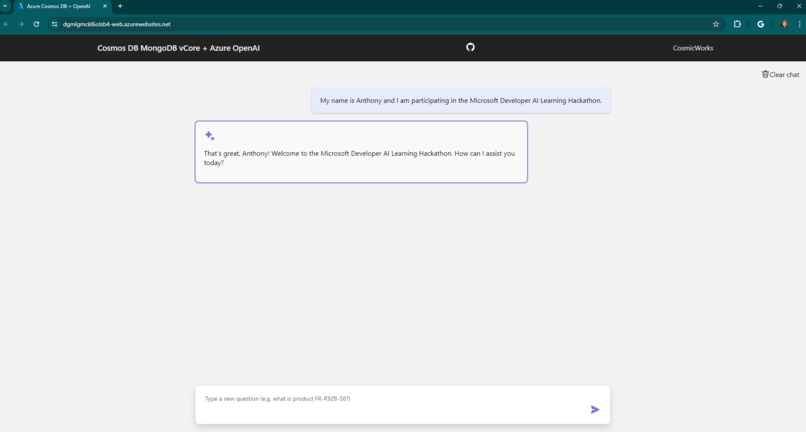 Microsoft Developers AI Learning Hackathon Phase 1 – screenshot 1