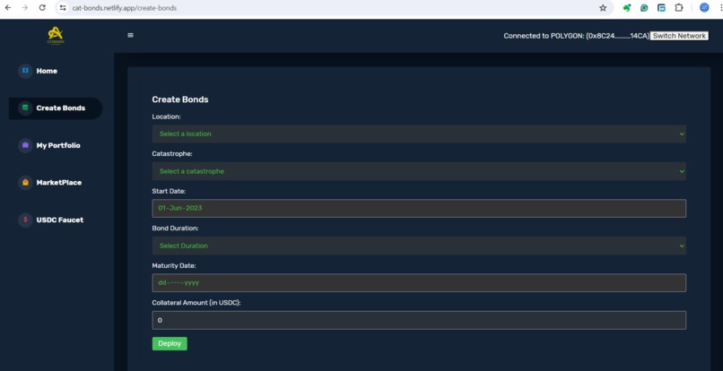 CatBonds Protocol – screenshot 3