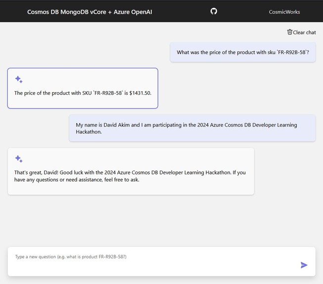 Cosmos DB MongoDB vCore + Azure OpenAI Phase 1 – screenshot 1