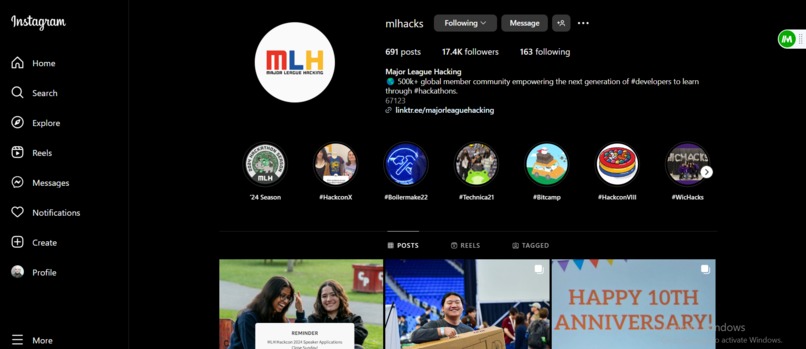 Followed MLH on Instagram – screenshot 1