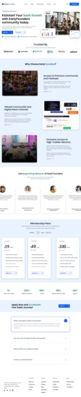 EarlyFounders community landing page  – screenshot 1