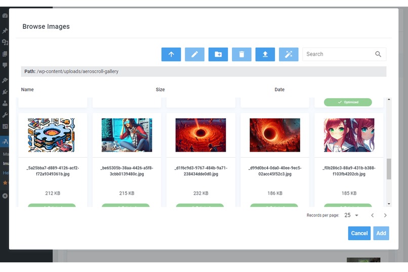 Aeroscroll Gallery Wordpress Plugin – screenshot 5