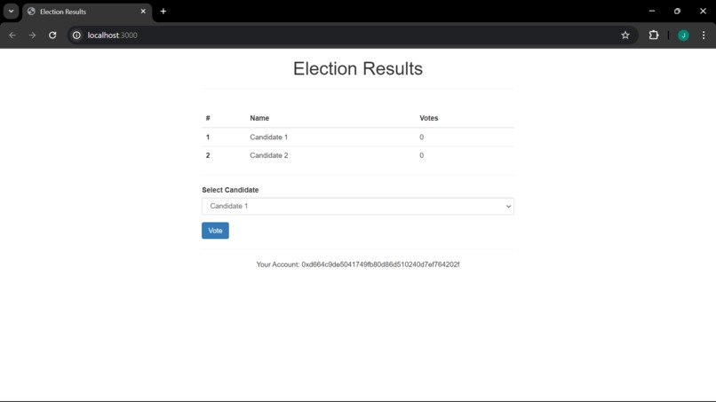 Elections DApp – screenshot 2