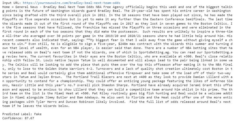 Fake News Detection – screenshot 3