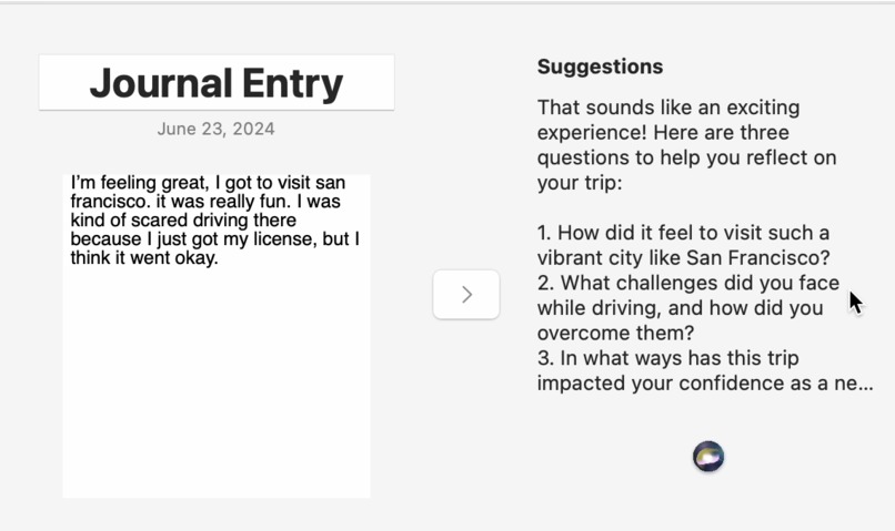 JournAI – screenshot 2