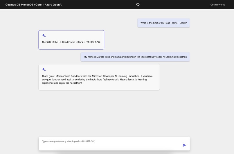 AI app using Azure Cosmos DB - Phase 1 Only – screenshot 1