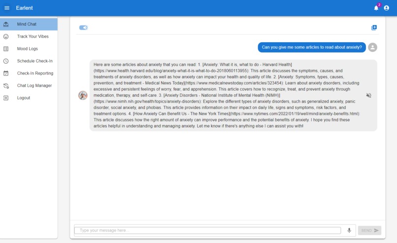 Earlent - AI-Driven Mental Health Companion – screenshot 1