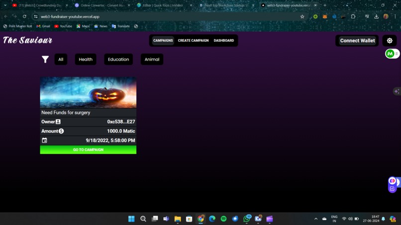 Crowdfunding Dapp – screenshot 1