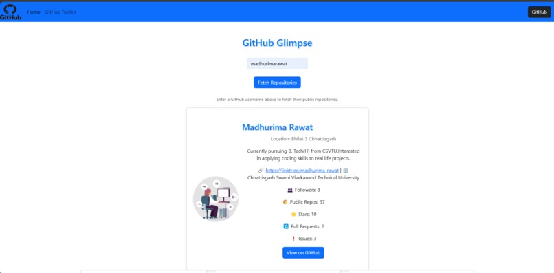 GitHub-Repository-Lister – screenshot 1