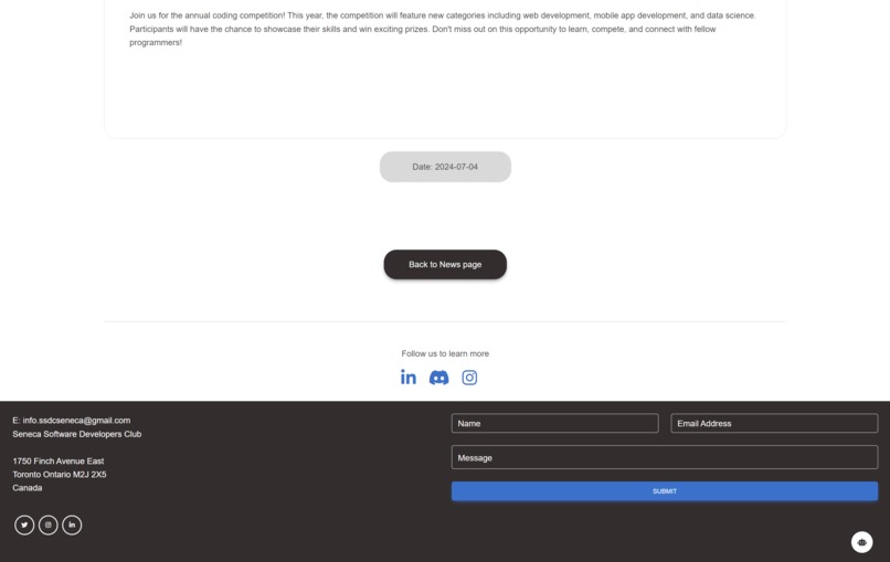 SSDC-Website – screenshot 2