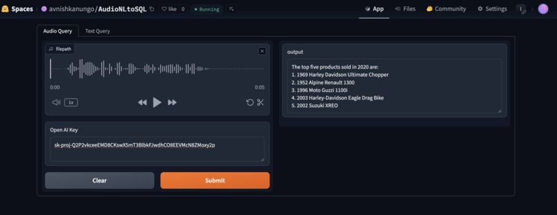 AudioNLToSQL – screenshot 2