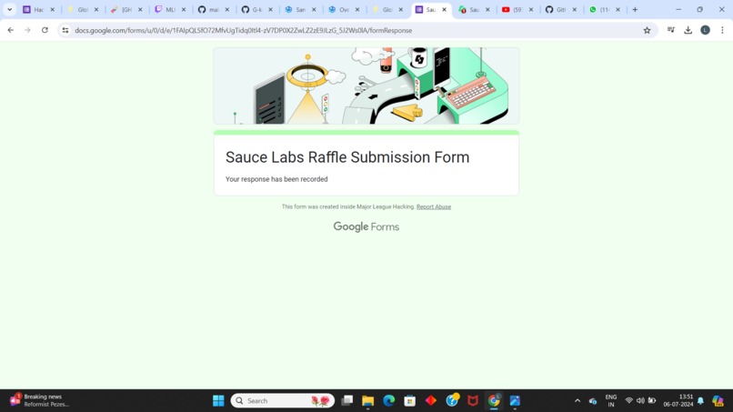 Sauce labs hot sauce form – screenshot 1