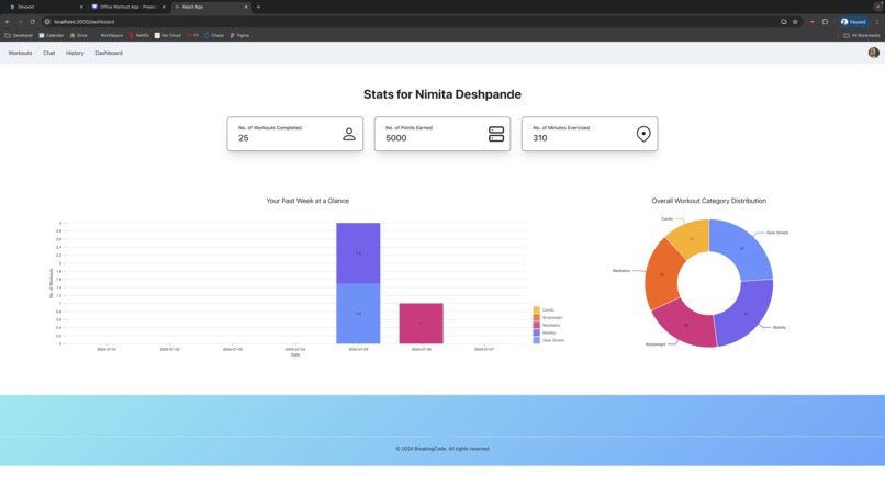 Office Workout Application – screenshot 2