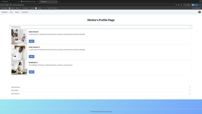 Office Workout Application – screenshot 3