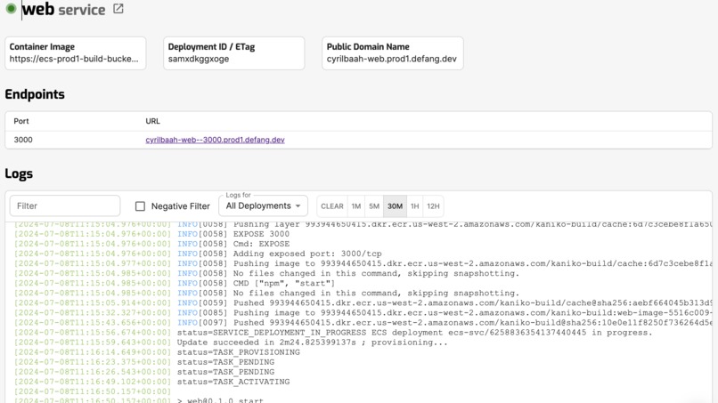 Deploy NextJs with Defang – screenshot 1