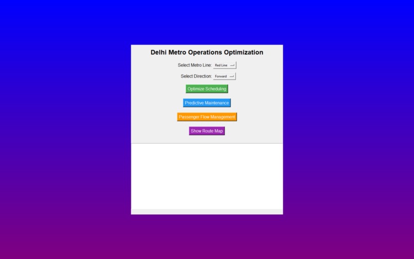 DELHI METRO OPTIMIZATION SYSTEM – screenshot 1