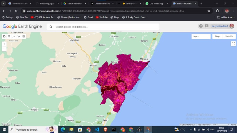 Flood alert and Mapping system using Google Earth Engine – screenshot 1