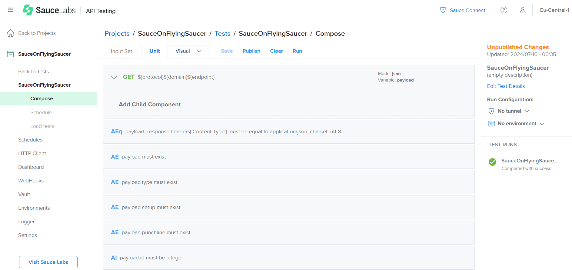 Setting up an API Test Project Using SauceLabs | Devpost