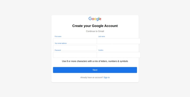 google sign on – screenshot 1