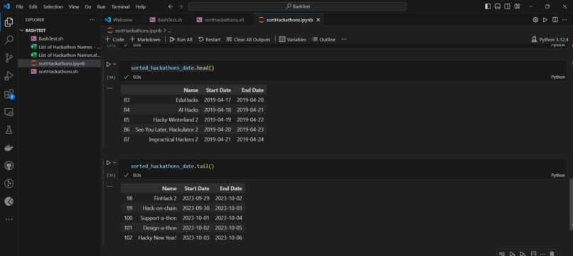 Sort a list – screenshot 2