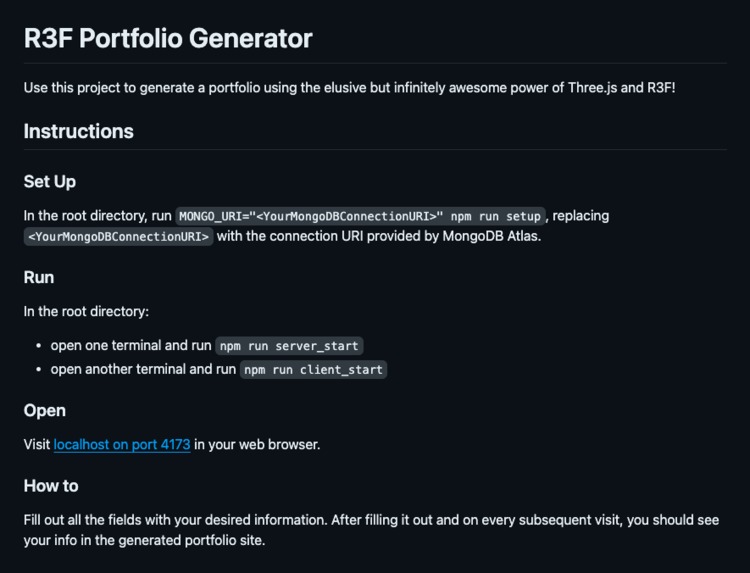 R3F Portfolio Generator – screenshot 5
