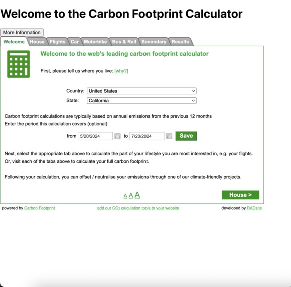 Carbon Footprint Calculator – screenshot 1