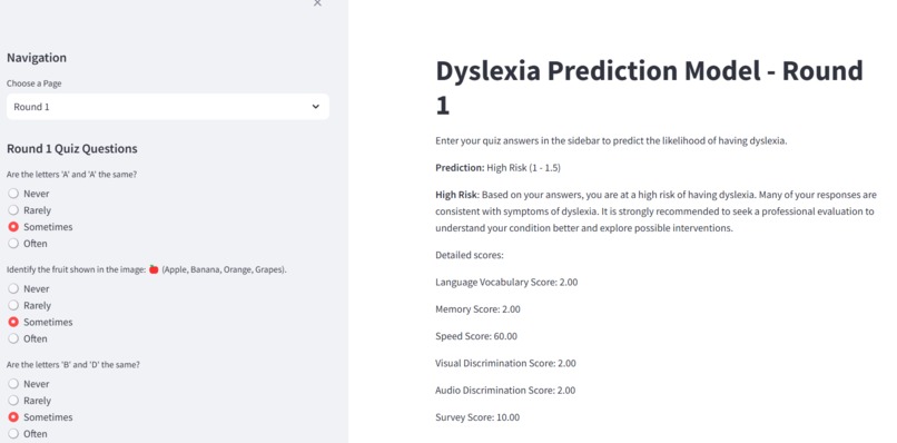 Dyslexia Risk Assessment Tool – screenshot 2