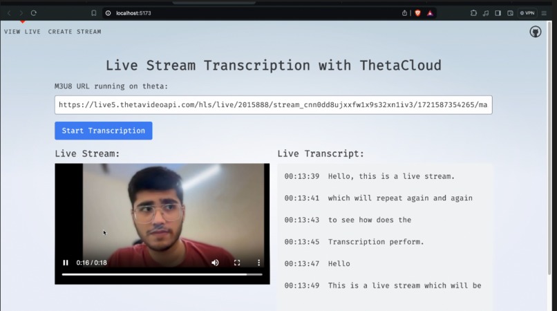 Livestream transcription – screenshot 2