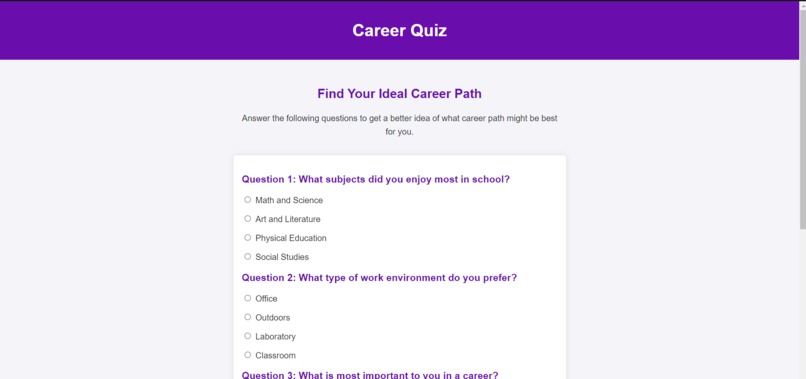 Career Guidance Website using Artificial Intelligence – screenshot 2