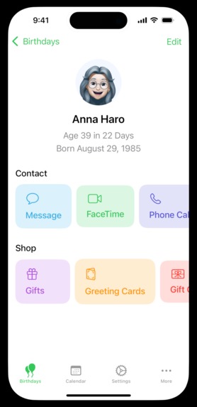 Birthdays – screenshot 2