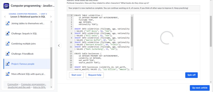 I used sql  – screenshot 1
