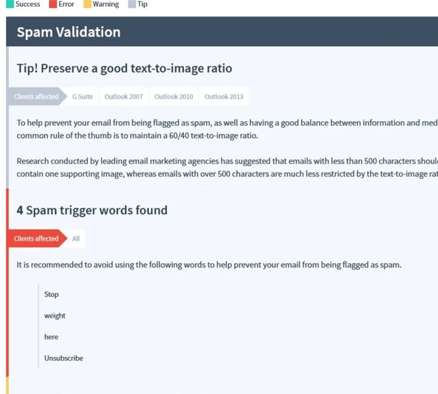 Spam detector – screenshot 1