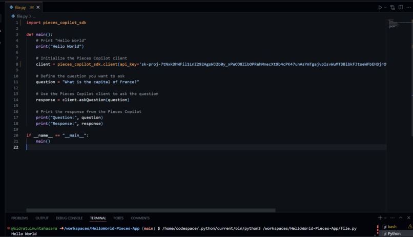 Hello World App - Pieces – screenshot 1