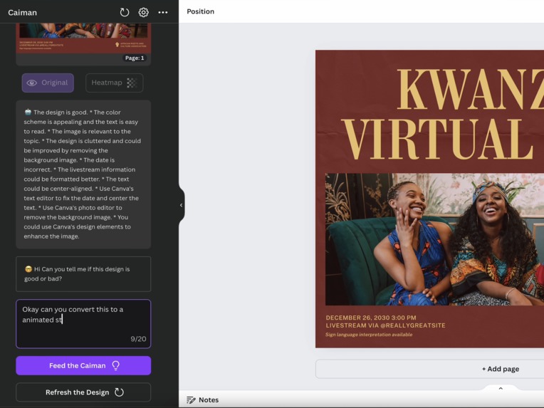 Canva AI to Modify Any design with feedback – screenshot 1